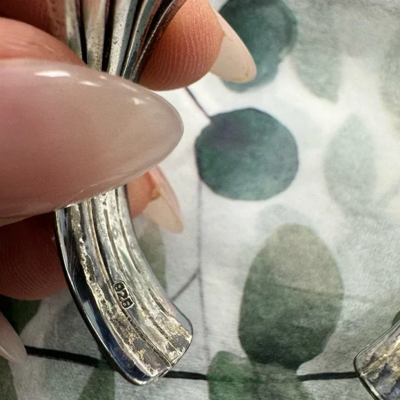 Modernist 925 Sterling Silver Wave Cuff Bracelet